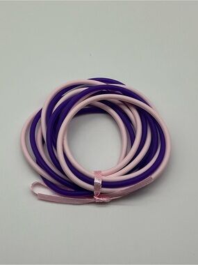 Set of 12 Purple and Pastel Pink Jelly Bracelets